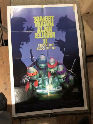 VTG Teenage Mutant Ninja Turtles 2: Movie Poster & VHS Tape 8