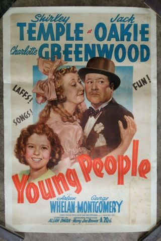 1940 Shirley Temple " Young People " Vintage Movie Poster
