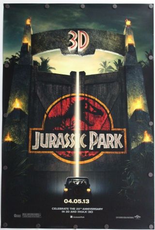 Jurassic Park 3d 2013 Double Sided Movie Poster 27 " X 40 "