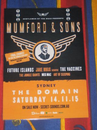 Mumford & Sons - 2015 Australian Tour - Sydney Domain - Laminated Tour Poster