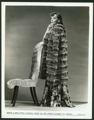 Lupe Velez In Long Fur Coat Vintage 1940 Rko Portrait Photo