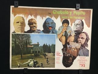 1973 Chabelo Y Pepito Vs.  The Monsters Mexican Movie Lobby Card 16 " X12 "