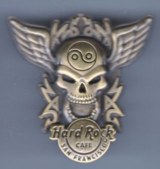Hard Rock Cafe Pin: San Francisco 3d Gold Winged Skull Le500