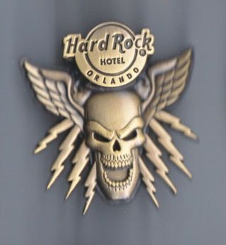 Hard Rock Cafe Pin: Orlando Hotel 3d Winged Skull Le500