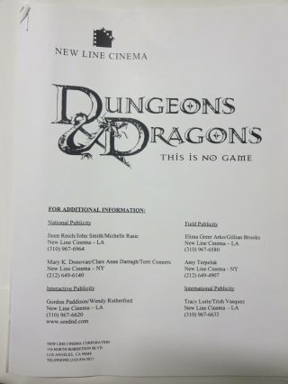Dungeons & Dragons Movie 2000 Press Kit W/ 9 Slides,  Stills Jeremy Irons