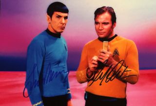 William Shatner And Leonard Nimoy Signed Autographed 6x8 Star Trek Photo,