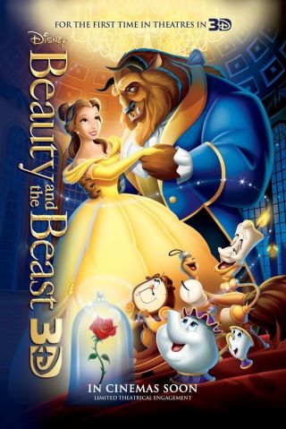 Beauty And The Beast Movie Poster 2 Sided 2012 Re - Release 27x40