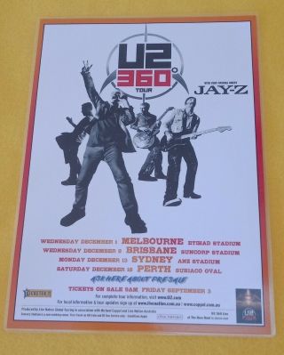 U2 - 2010 Australian 360 Tour Poster - Laminated Promotional Tour Poster -