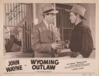 Wyoming Outlaw Lobby Card Movie Poster John Wayne Don " Red " Barry Signed R1953