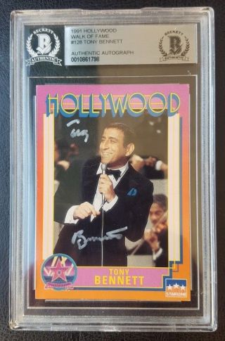 Tony Bennett 1991 Hollywood Walk Of Fame Signed Card Slabbed Bas Beckett Auto 2