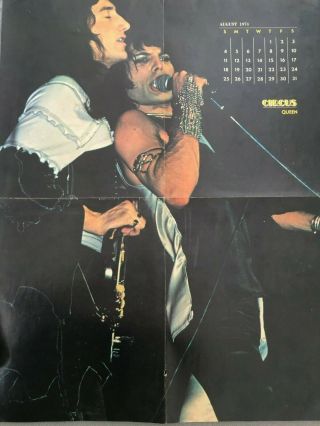 Vintage August Calendar / Queen 1974 Concert Poster Circus
