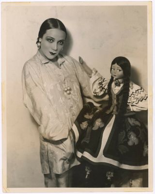 Dolores Del Rio With Mexican Doll 1930s Hollywood Publicity Photograph