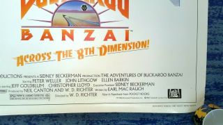 ADVENTURES OF BUCKAROO BANZAI ACROSS THE 8TH DIMENSION 27x41 POSTER 2