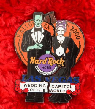 2 Hard Rock Cafe Pins Set Las Vegas Halloween Frankenstein Wedding Bride Puzzle