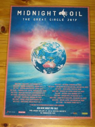 Midnight Oil - 2017 The Great Circle Australian Tour - Laminated Promo Poster.