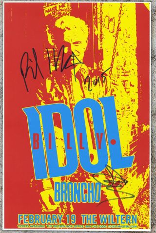 Billy Idol & Steve Stevens Autographed Gig Poster Wedding Singer,  White Wedding