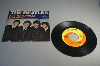 Vintage 45 Rpm Record - The Beatles Yesterday W/ Picture Sleeve