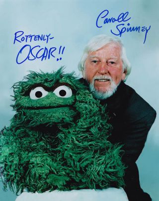 Caroll Spinney Signed 8x10 Oscar The Grouch Puppeteer Sesame Street Autographed