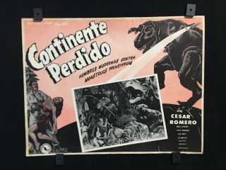 1951 Lost Continent Sci - Fi Cesar Romero Authentic Mexican Lobby Card Art 16 " X12