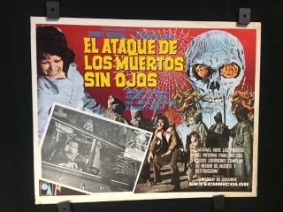 Vintage El Ataque De Los Muertos Sin Ojos Authentic Mexican Lobby Card 15 " X12 "