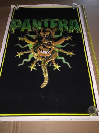 Rare Vintage 1996 Pantera Blacklight Poster 1732 Skull With Rattlesnake