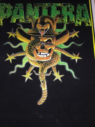 Rare Vintage 1996 Pantera BlackLight Poster 1732 Skull With Rattlesnake 2