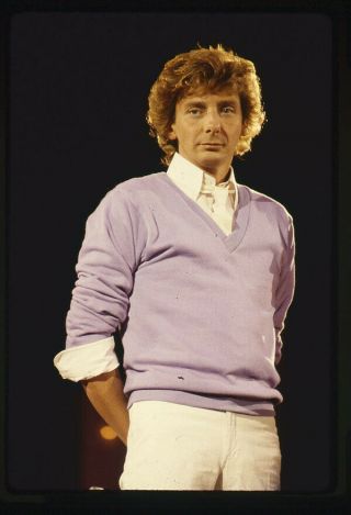 Barry Manilow Rare Vintage Portrait In Purple Sweater 35mm Transparency