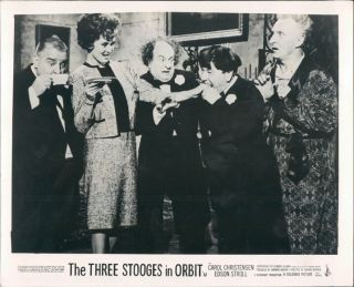 The Three 3 Stooges In Orbit Lobby Card Rare 1962 Carol Christensen