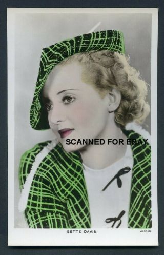 Scarce Bette Davis Vintage Picturegoer Colourgraph 1930s Photo Postcard