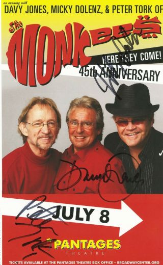 The Monkees autographed concert poster 2011 Micky Dolenz,  Davy Jones,  Peter Tork 5