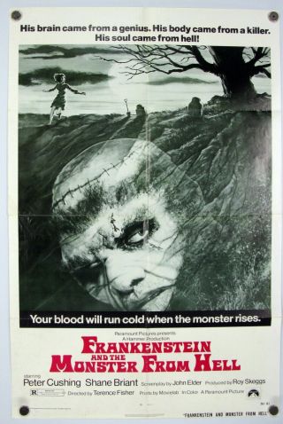Frankenstein And The Monster From Hell Peter Cushing Hammer Films Us 1 Sht 1974