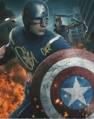 Chris Evans Avengers Captain America Signed Autographed 8x10 Photo C317