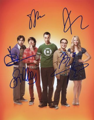 The Big Bang Theory Hand Signed By Cast Of All 5 Series Promo 10x8