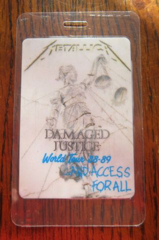 1988 - 1989 Metallica Justice World Tour Concert Backstage Pass Laminate