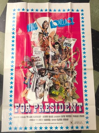 Linda Lovelace " For President " Vintage Poster