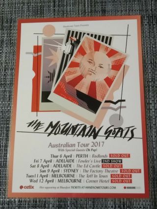 The Mountain Goats - 2017 Australia Tour - Laminated Promo Poster - Official