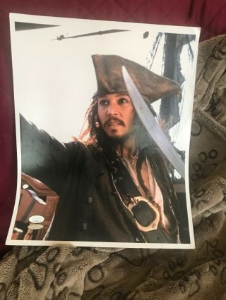 Johnny Depp Signed Pirates Of The Carribean 11x14 Photo Jsa