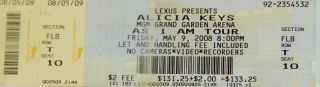 Alicia Keys As I Am Tour Concert Ticket,  Mgm Grand Las Vegas 2008