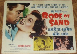 Rope Of Sand (1949) Burt Lancaster,  Paul Henreid,  Claude Rains 22x28 Vg,  00142