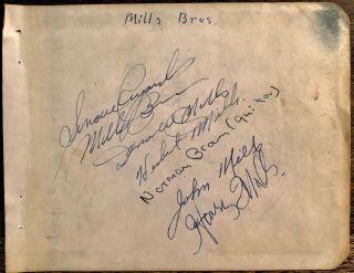 The Mills Brothers Autographed Hand Signed Album Page 1940 