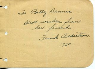 Frank Albertson Signed Page Autograph Silent Movie Child Actor Psycho