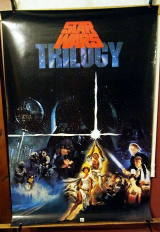 Star Wars Trilogy Cbs Fox Video 1990 Promo Vhs Poster 25.  5 " X 37.  5 "