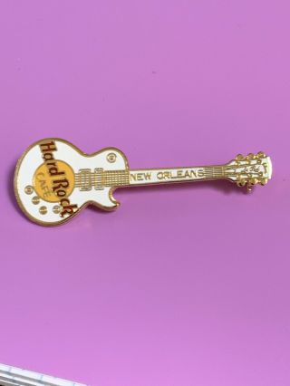 1990s Hard Rock Cafe White Les Paul Guitar Pin Orleans