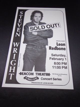 Steven Wright - Leon Redbone - Concert Tour Poster Beacon Theater - Nyc