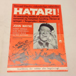 Hatari John Wayne Elsa Martinelli Hardy Krüger 1962 Danish Movie Press Release