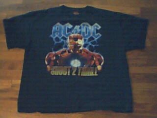 Ac/dc Shoot 2 Thrill T - Shirt Size Xl Black Cotton Iron Man