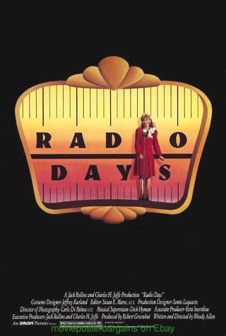 Radio Days Movie Poster 27x40 Woody Allen Film 1987 Rolled One Sheet