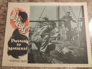 Vintage Orig.  Lobby Card Movie Poster Passage To Marseille Humphrey Bogart 1944