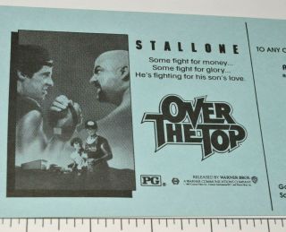 Over The Top Collectible Advance Movie Screening Ticket Sylvester Stallone