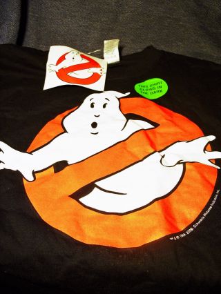 Officially Licensed Ghostbusters Logo Black Mens Sm Glow In The Dark T - Shirt